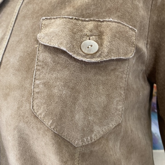 J. Jill Embroidered Sleeves Suede Leather Jacket - Picture 9 of 12